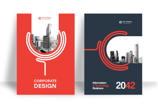 Business Report Cover Template &ndash; Red and Black graphic elements Geometric Layout (A4)