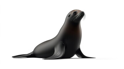 Australian sea lion, side view, full-body shot, profile on a white background.