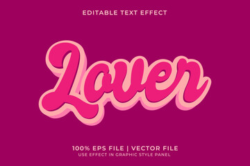 3D vector editable text effect for Love or Valentine event with pink color