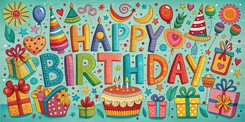 Happy Birthday Drawing Images, Cute Birthday Illustrations, Colorful Birthday Card Designs,  Birthday Party Drawing, Kids Birthday Drawings,  Free Printable Birthday Drawings