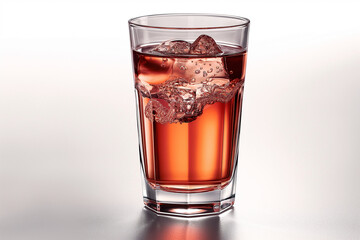 Refreshing drink with ice cubes glistening in the glass on a bright, sunny day. Generative AI