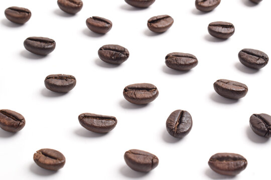 Coffee beans pattern isolated on white background