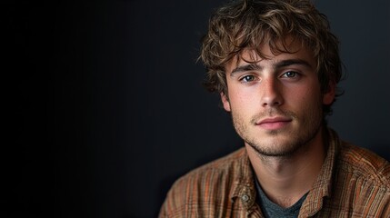 Obraz premium Portrait of a Young Man: Captivating Gaze and Style
