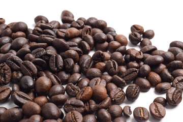 Bean isolated on white, brown coffee beans on white background
