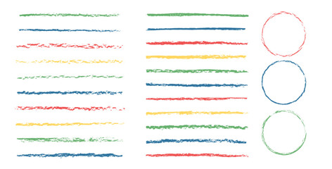 Lines crayon set. Charcoal brush stroke doodle isolated on white background. Underline pencil elements. Scribble textured highlight. Vector sketch strips illustrations isolated on white background