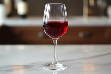 Delightful crimson drink resting on a marble countertop in an elegant setting. Generative AI