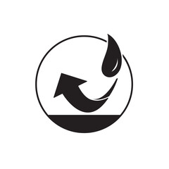 Waterproof icon vector, arrow returning from the surface, drop icon, water safe, 