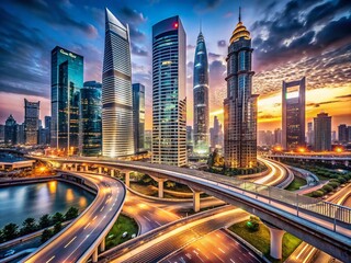 Fototapeta premium Hawkeye's Urban Architecture: Stunning Cityscapes, Modern Buildings, Futuristic Designs, Architectural Photography