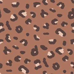 Cheetah monochrome seamless pattern. Animal print stylized mocha mouse endless background. Leopard or panther skin texture repeat cover. Abstract jaguar fur continuous ornament. Vector illustration.