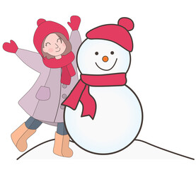 woman with snowman.