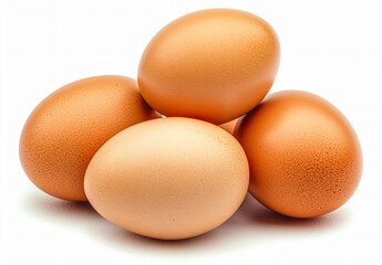 Four Brown Eggs Closeup Studio Shot Stacked
