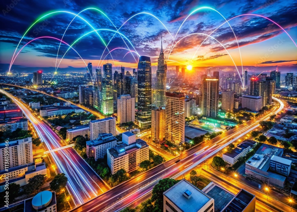 Poster high-quality drone photography of internet connection speed test, featuring a unique quality check v