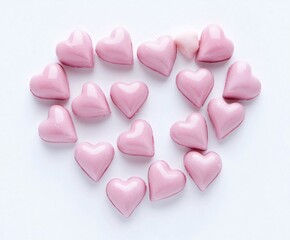 Fototapeta premium Pink Heart Candies Arranged in Heart Shape