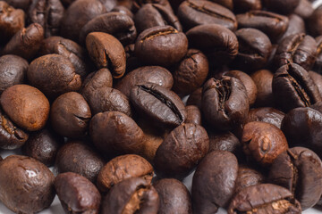 Close up of roasted Robusta Coffee beans