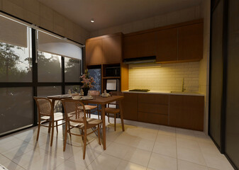 kitchen with a dark evening theme