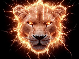 Fierce Lioness Electric Power Wildlife Nature Energy