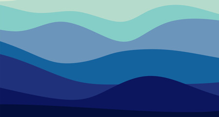 Deep Blue Sea Abstract Background: Stylish vector art with undulating layers of color, creating a soothing and modern visual of water depth or waves