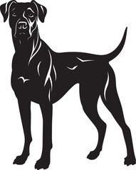 Great Dane Silhouette Vector Illustration White Background