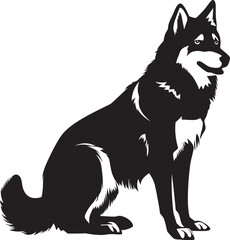 Siberian Husky Silhouette Vector Illustration White Background