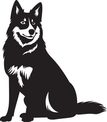 Siberian Husky Silhouette Vector Illustration White Background