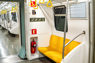 priority seat in metro subway, Yellow seat in the subway