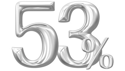 Percent Number Silver 53 3D Render