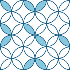 Naklejka premium Interlocking Circles in a Seamless Geometric Grid of Blue Shades Illustrator Artwork