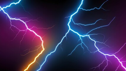 Neon Lightning Strikes Dark Background