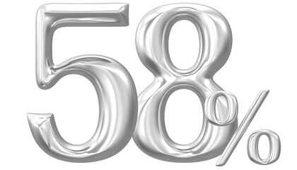 Percent Number Silver 58 3D Render