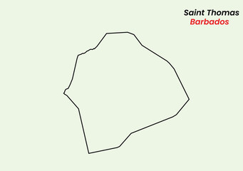 Map of Saint Thomas, Map of Saint Thomas with an outline, Map of Barbados state Saint Thomas, Vector Illustration, Barbados .