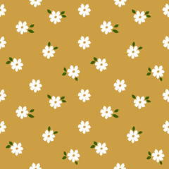 Daisy floral seamless pattern vector. Simple floral background