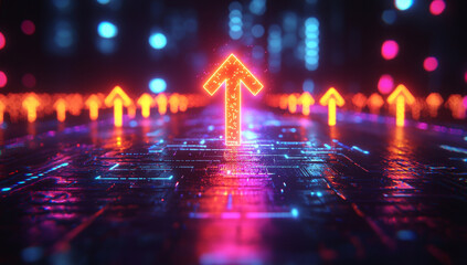 3D_render_glowing_arrows