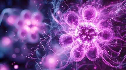 Abstract Purple Glowing Flower Energy Light Nebula Cosmic Fantasy Background
