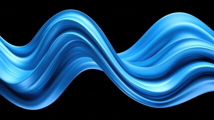 Fluid Blue Waves on Black Background with Smooth Curves and Motion