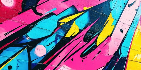 Colorful graffiti with a pink and yellow line