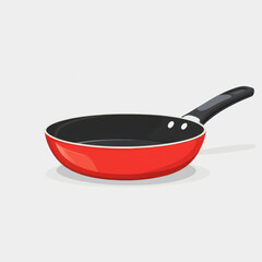 Flat Icon Electric Skillet Red Pan with Black Handle Cooking Appliance Kitchenware Home Culinary Tools Modern Design Illustration