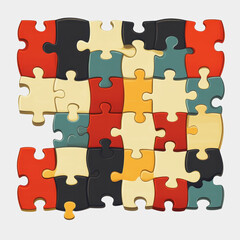 Fototapeta premium Colorful Jigsaw Puzzle Piece Flat Icon Design Representing Problem Solving and Teamwork in Creative and Educational Contexts