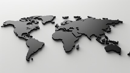 Minimalist world map with unlabeled borders on a clean white background for simple design