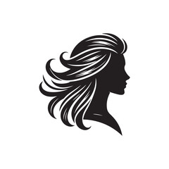 Black Color Woman Hairstyle silhouette design Vector Illustration, Solid White Background 31.eps