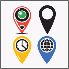 location locator icon bundle with color design 