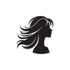 Black Color Woman Hairstyle silhouette design Vector Illustration, Solid White Background 35.eps