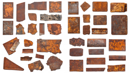 Rusty Metal Fragments: A Collection of Weathered Iron Pieces