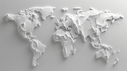 Minimalistic world map with unlabeled borders on a clean white background for design projects