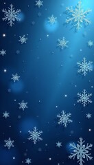 Winter-themed background with shimmering snowflakes and blue gradient for festive designs