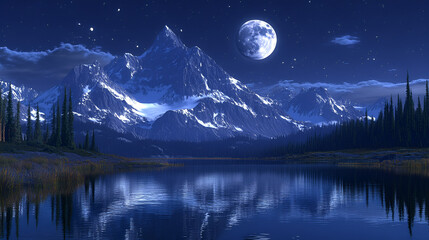 Moonlit reflections on a serene river