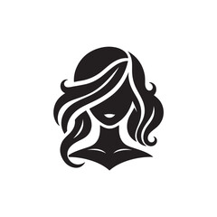 Black Color Woman Hairstyle silhouette design Vector Illustration, Solid White Background 42.eps