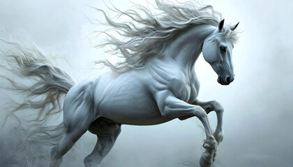  Abstraktion Ein schönes weißes Pferd 16х9. Hintergrund für das Design 2.