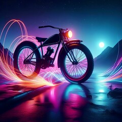 Fototapeta premium neon style motorcycle 8