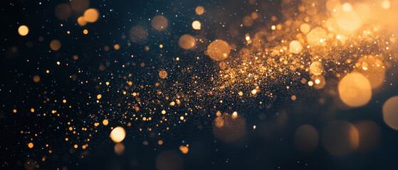 Fototapeta premium A blurry image of gold and black specks with a dark background
