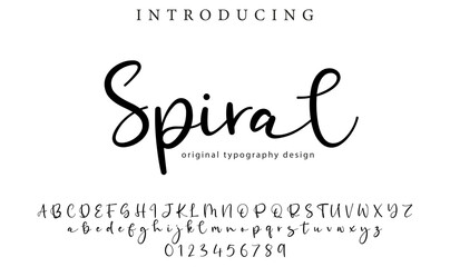 Spiral Font Stylish brush painted an uppercase vector letters, alphabet, typeface